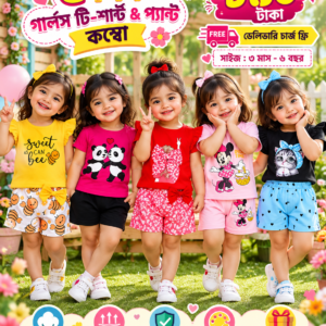 ৫ পিস গার্লস টি-শার্ট & প্যান্ট কম্বো
